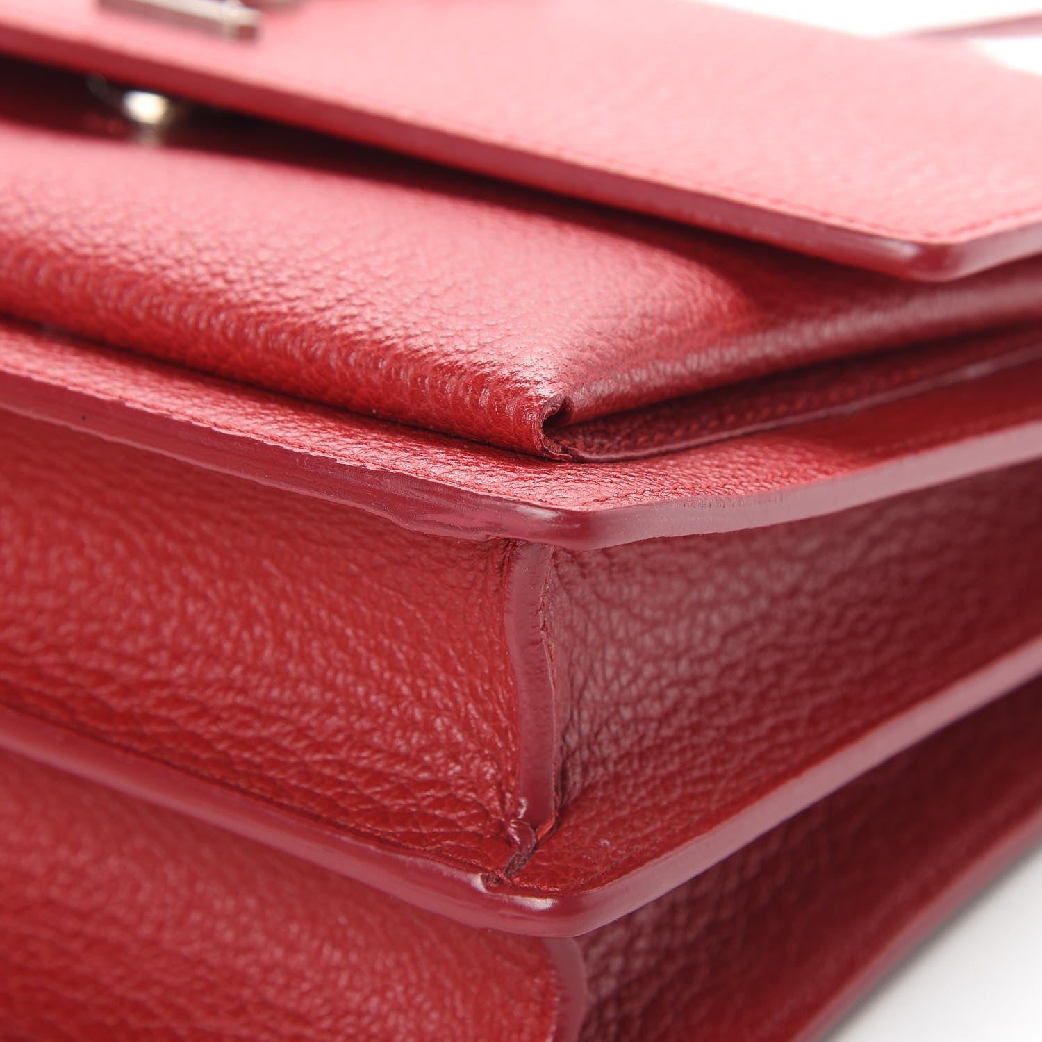 Saint Laurent Grained Calfskin Medium Monogram Sunset Satchel Red 11 of 11
