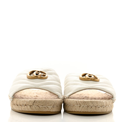 Gucci Nappa Matelasse GG Marmont Espadrille Slide Sandals 39.5 Great White 2 of 10