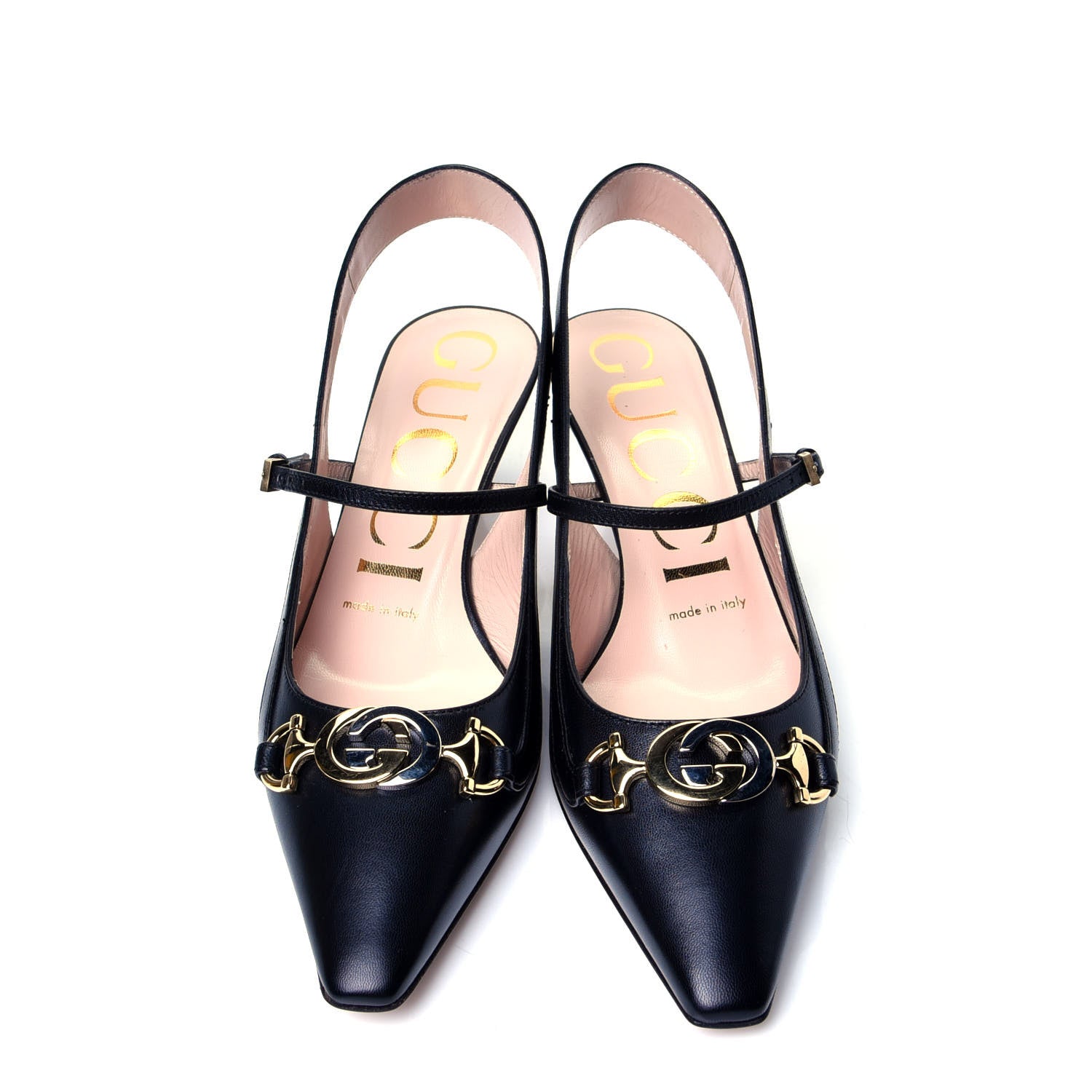 Gucci Malaga Kid Zumi Low Heel Slingback Pumps 36.5 Black 5 of 11