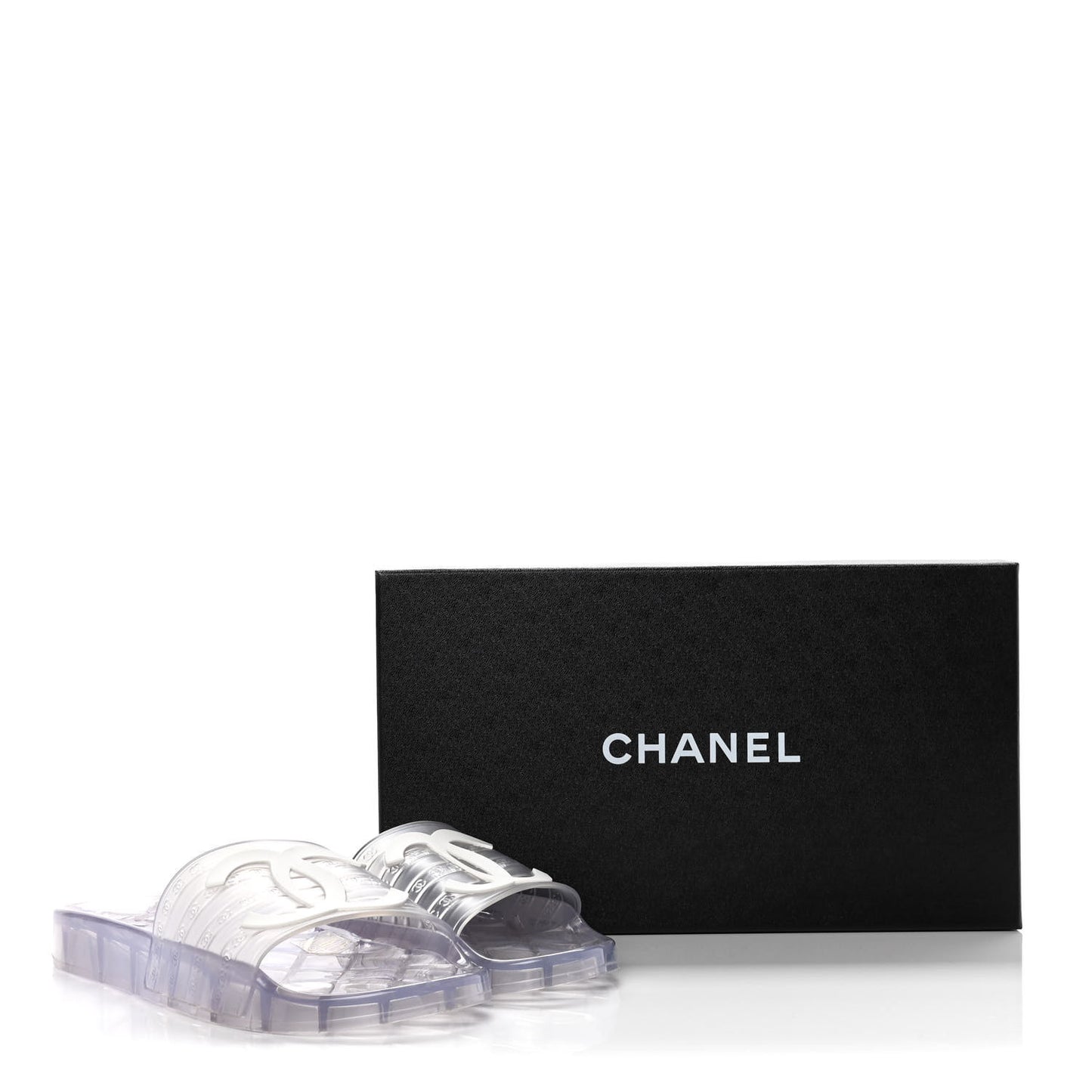 PVC Transparent CC Flat Slide Sandals 41 White