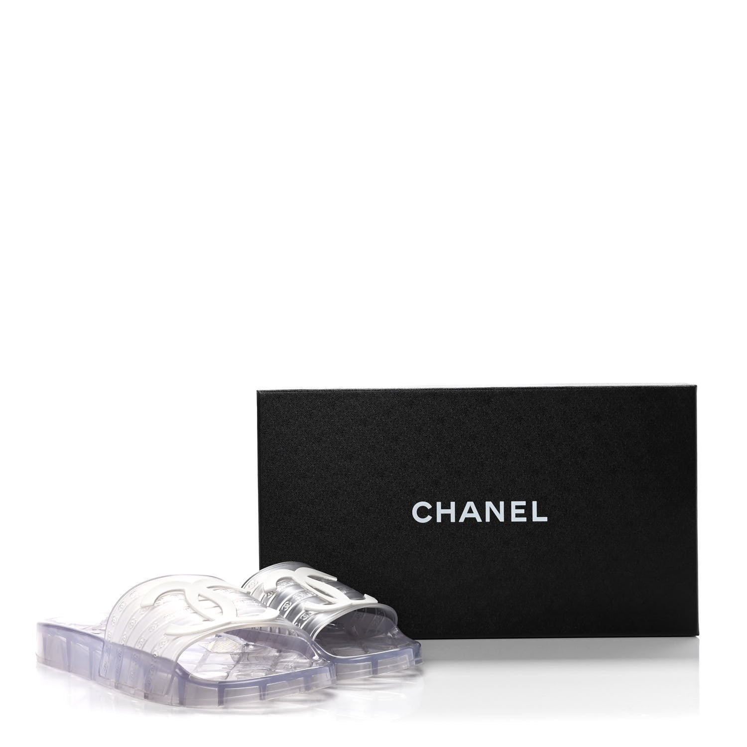 Chanel PVC Transparent CC Flat Slide Sandals 41 White 10 of 10