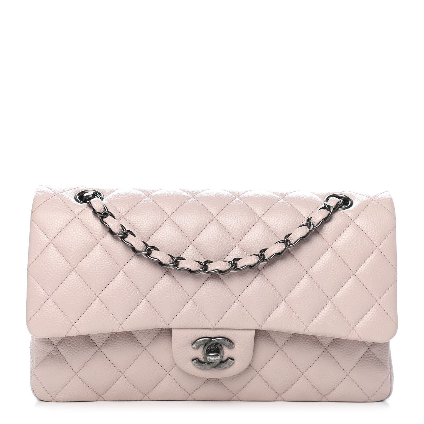 Caviar Quilted Medium Double Flap Light Pink