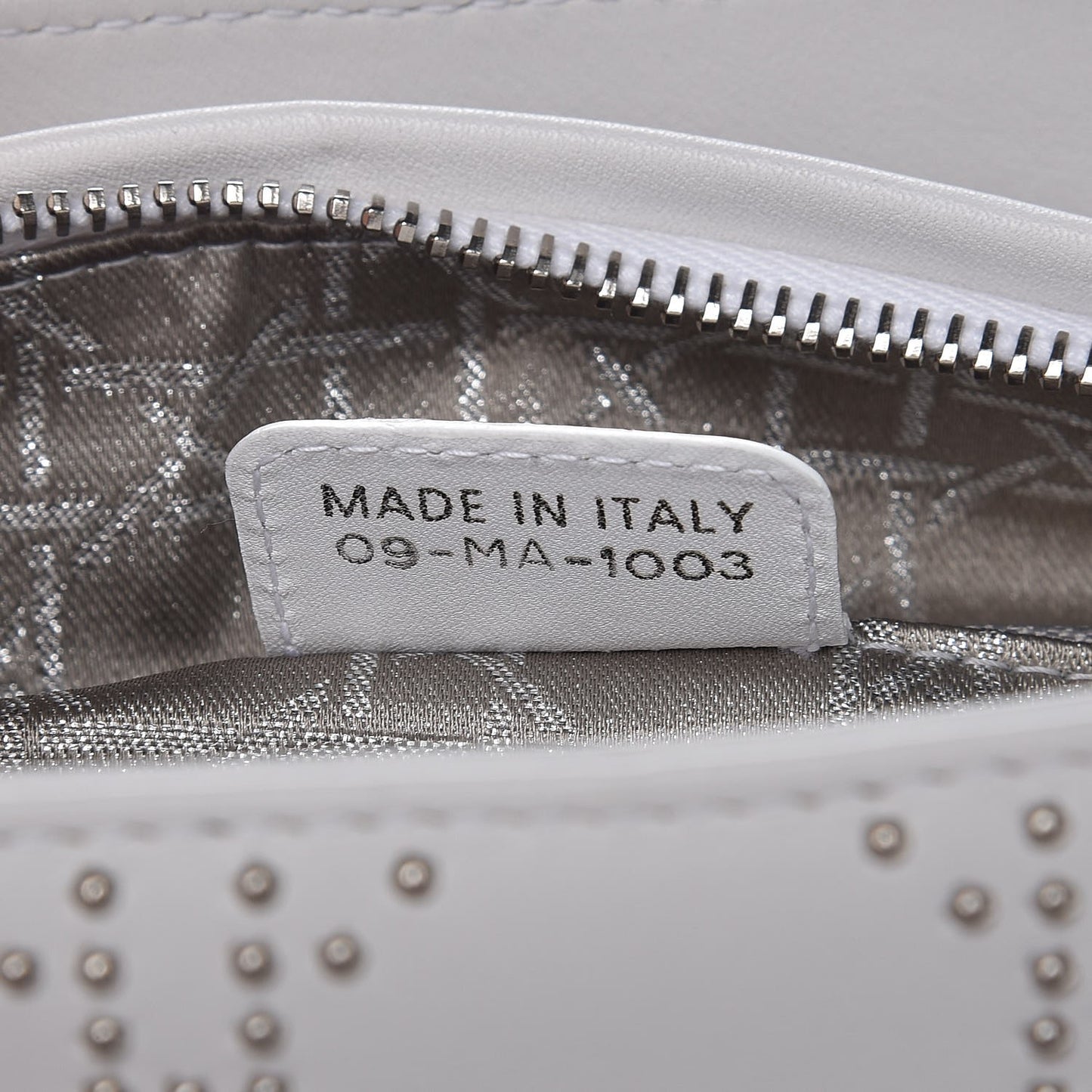 Lambskin Studded Cannage Medium Lady Dior White