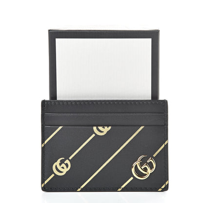 Gucci Calfskin Diagonal GG Card Holder Black Gold 7 of 7