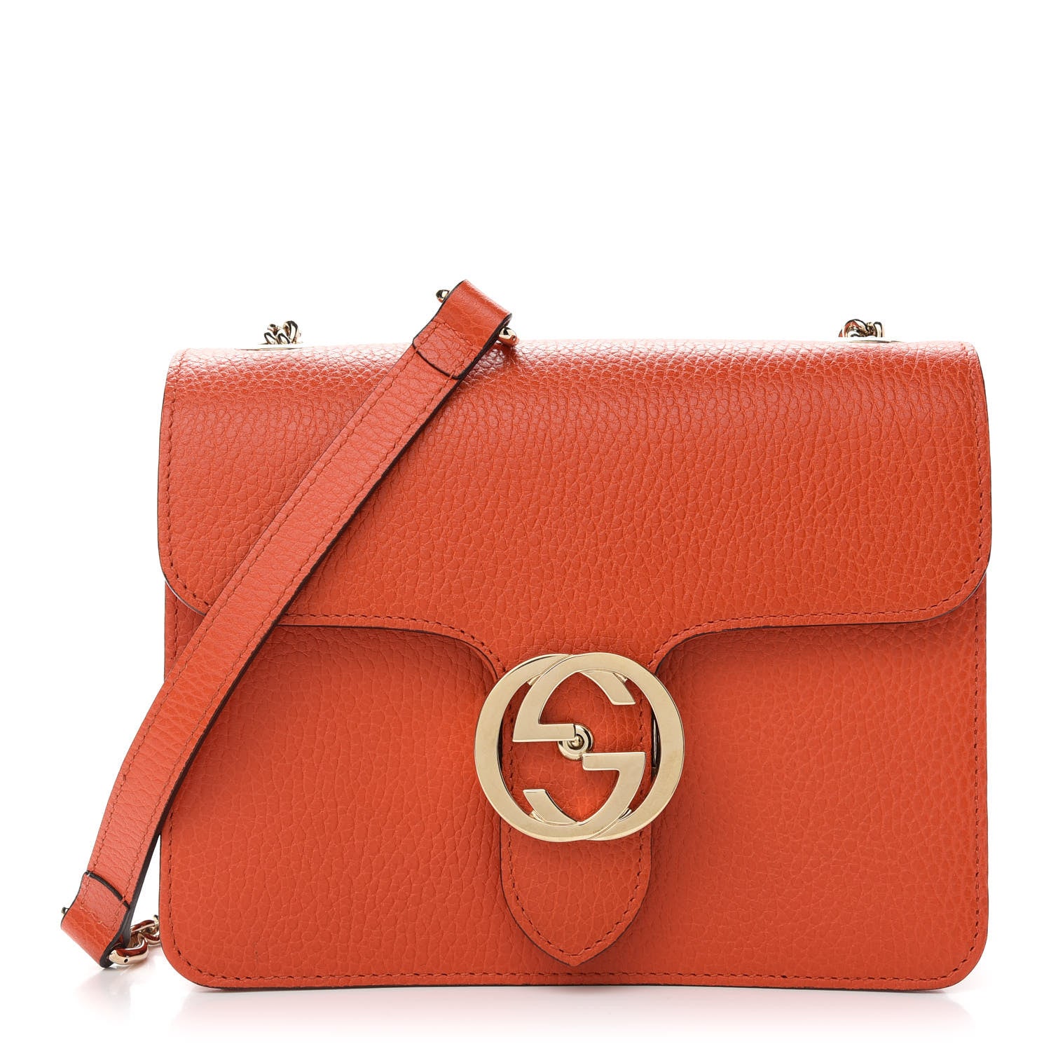 Gucci Dollar Calfskin Small Interlocking G Shoulder Bag Sun Orange 1 of 9