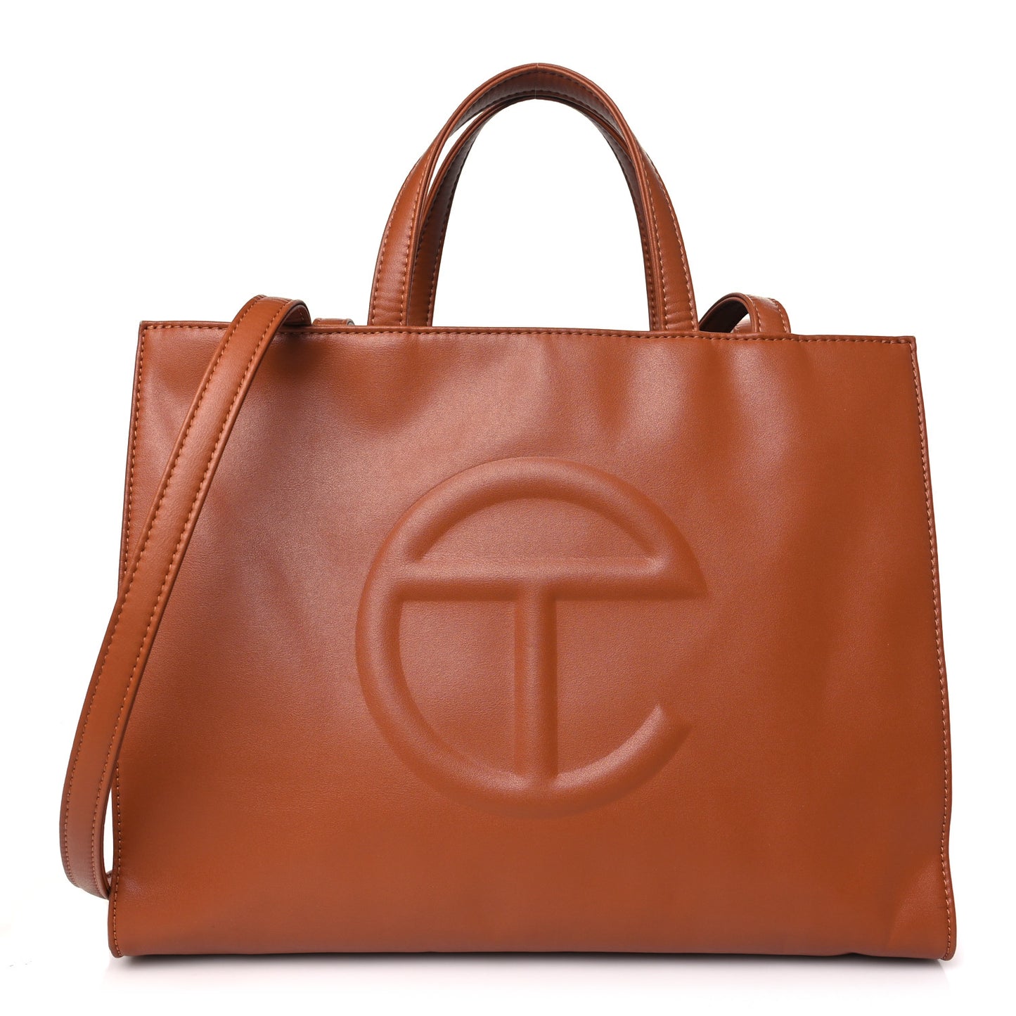 Vegan Leather Medium Shopping Bag Tan