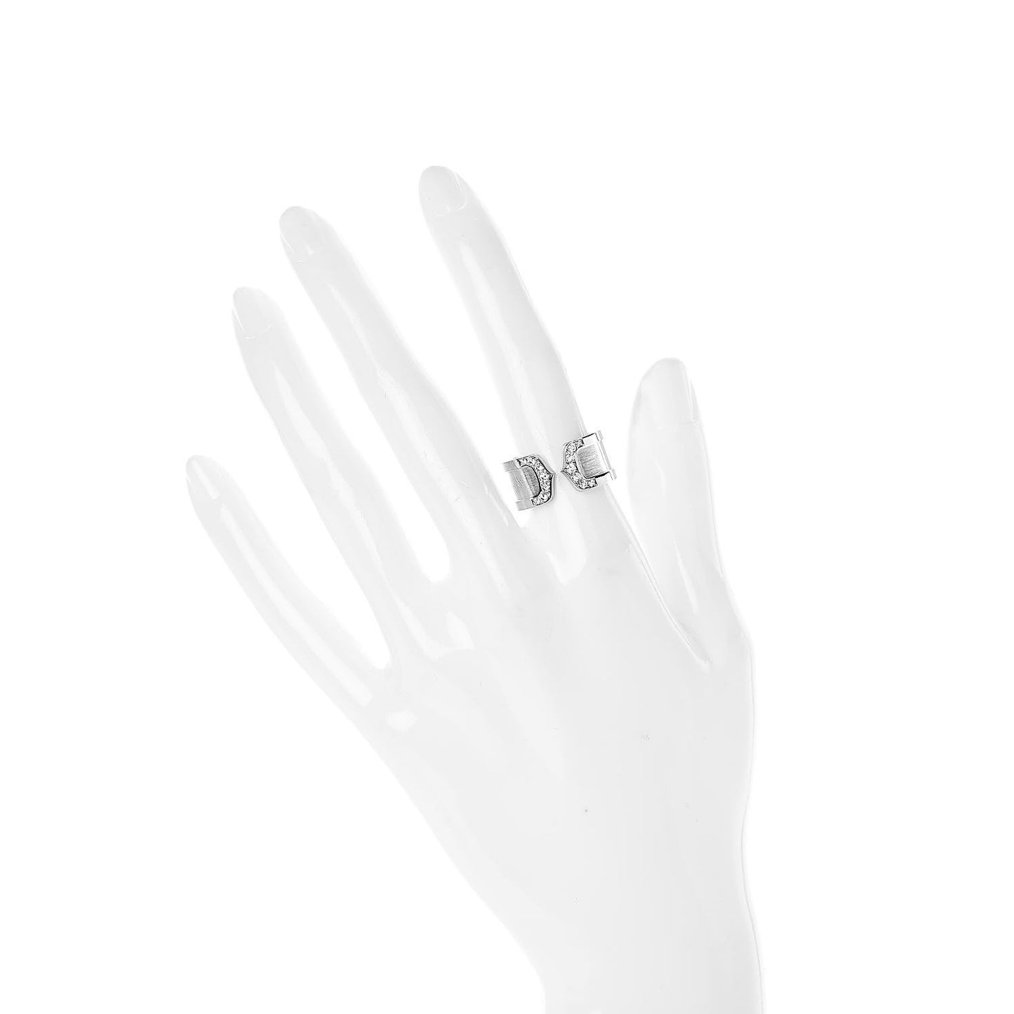 18K White Gold Diamond 10mm Logo De Ring 52 6