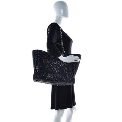 Chanel Calfskin Sequin Medium Deauville Tote Black 2 of 9