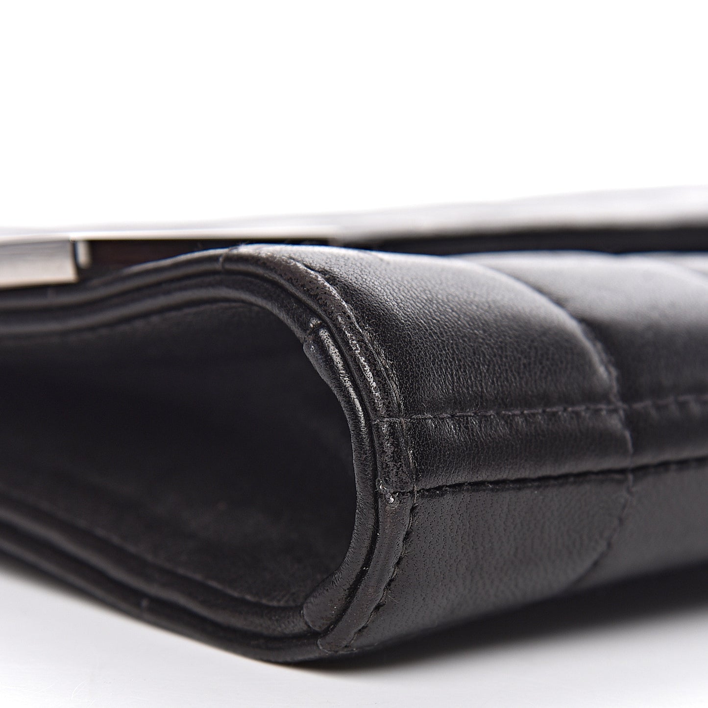 Lambskin Chocolate Bar Chain Clutch Black