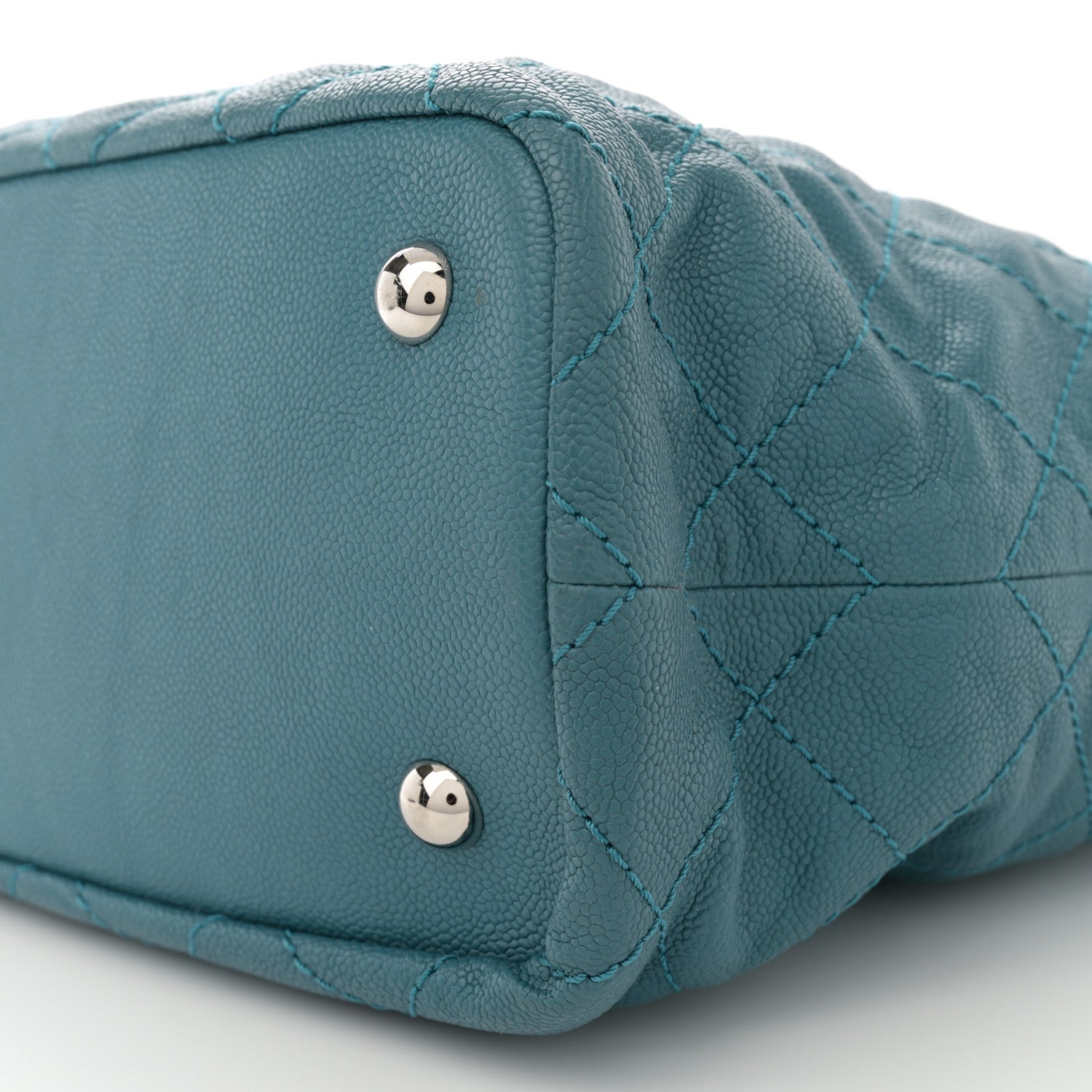 Chanel Grained Calfskin Quilted Small Daily Shopping Tote Turquoise 11 of 11
