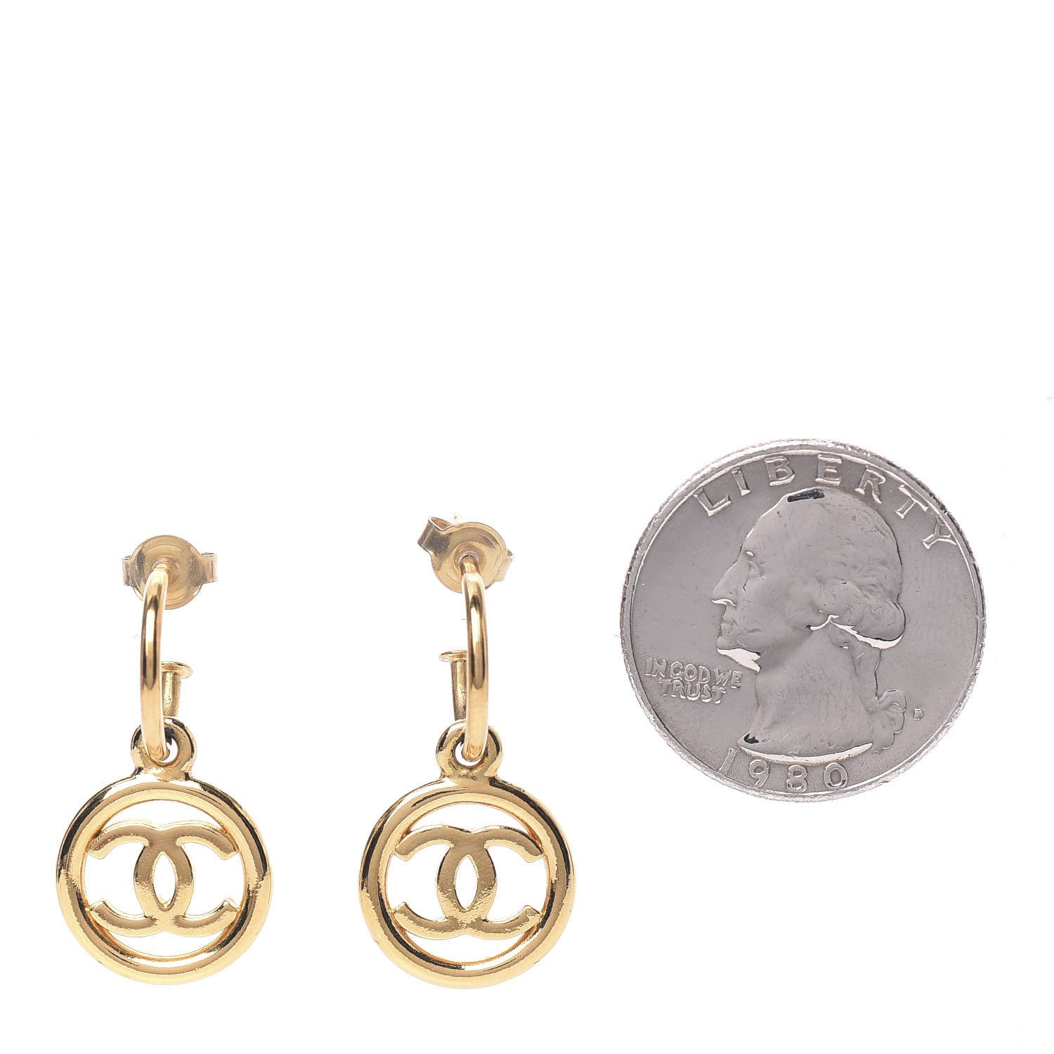 Chanel CC Drop Earrings Gold 2 of 4