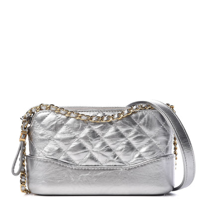 Chanel Metallic Lambskin Calfskin Quilted Small Gabrielle Clutch With Chain Silver 1 of 13