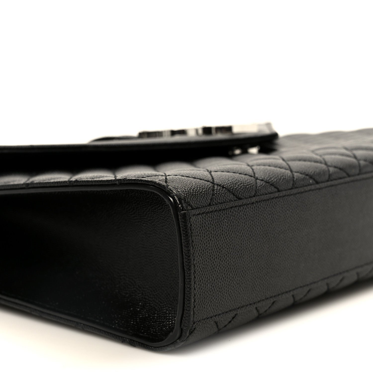 Saint Laurent Grain De Poudre Textured Mixed Matelasse Large Triquilt Monogram Satchel Black 10 of 11