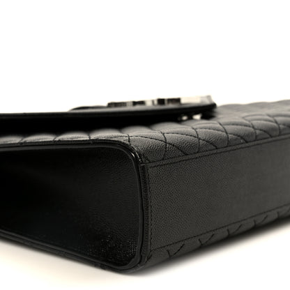 Saint Laurent Grain De Poudre Textured Mixed Matelasse Large Triquilt Monogram Satchel Black 10 of 11