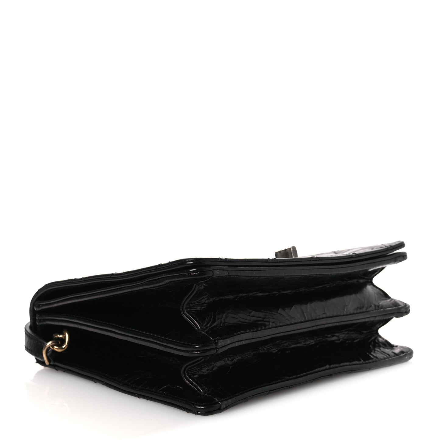 Glazed Calfskin Quilted Rita Top Handle Flap Black