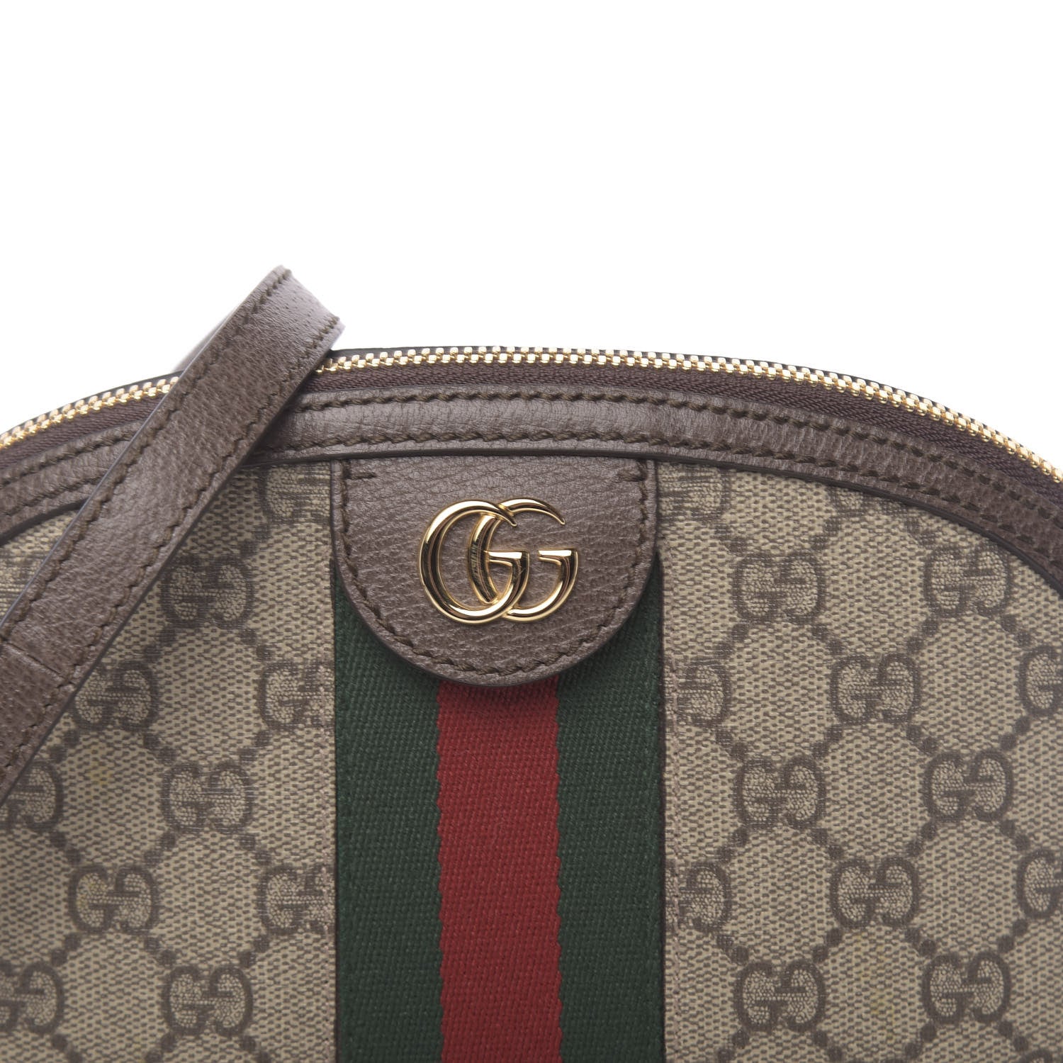 Gucci GG Supreme Monogram Textured Dollar Calfskin Web Small Ophidia Dome Shoulder Bag Beige Ebony New Acero 10 of 10