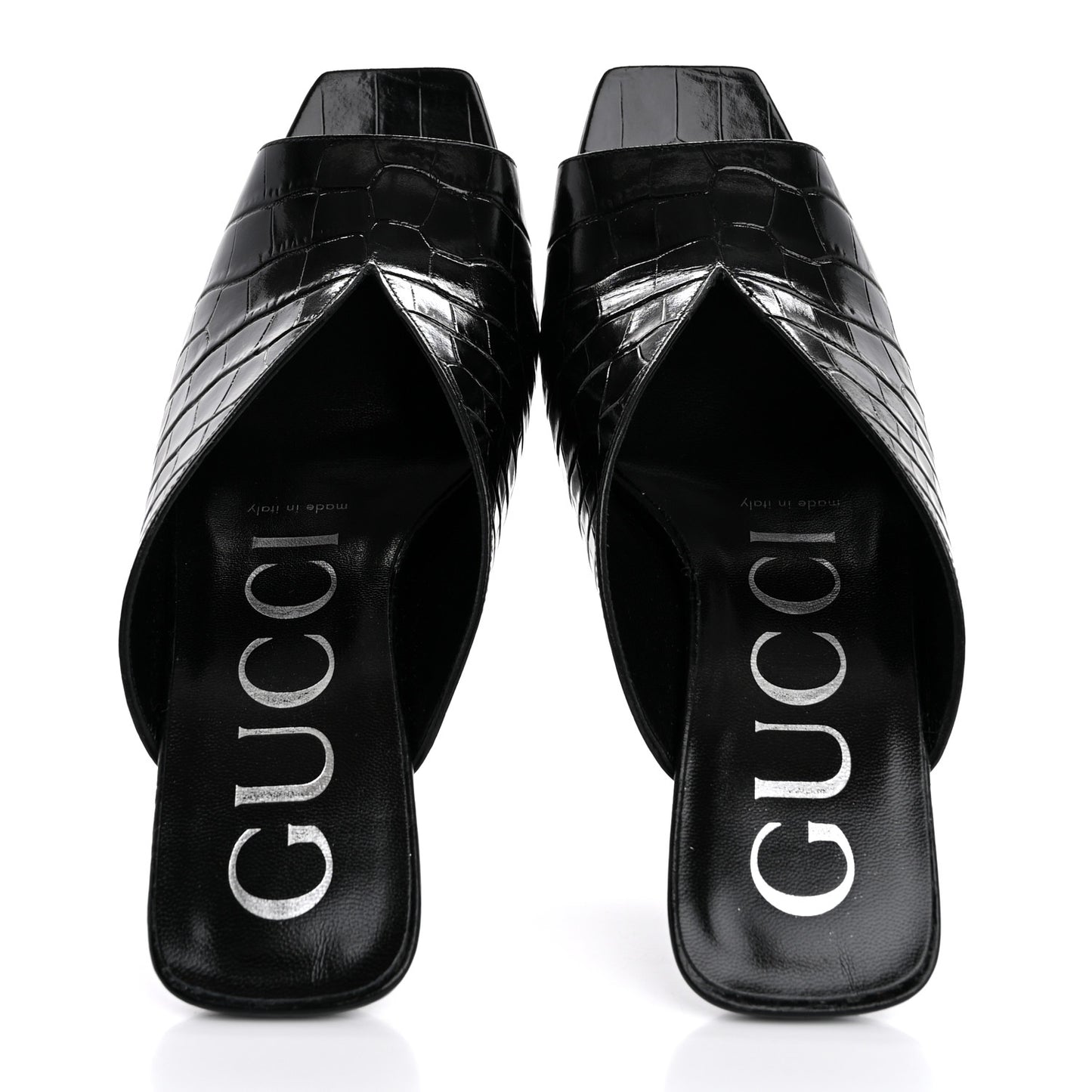 Croco Calf Lux Mule Sandals 37.5 Black