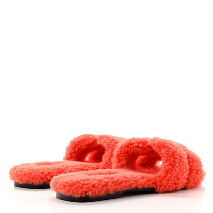 Hermes Woolskin Oran Sandals 38.5 Orange 4 of 7