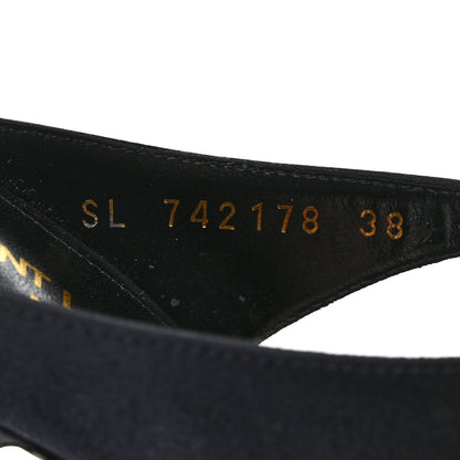 Saint Laurent Crepe Satin Dive Mule Sandals 38 Patriot Navy 7 of 8