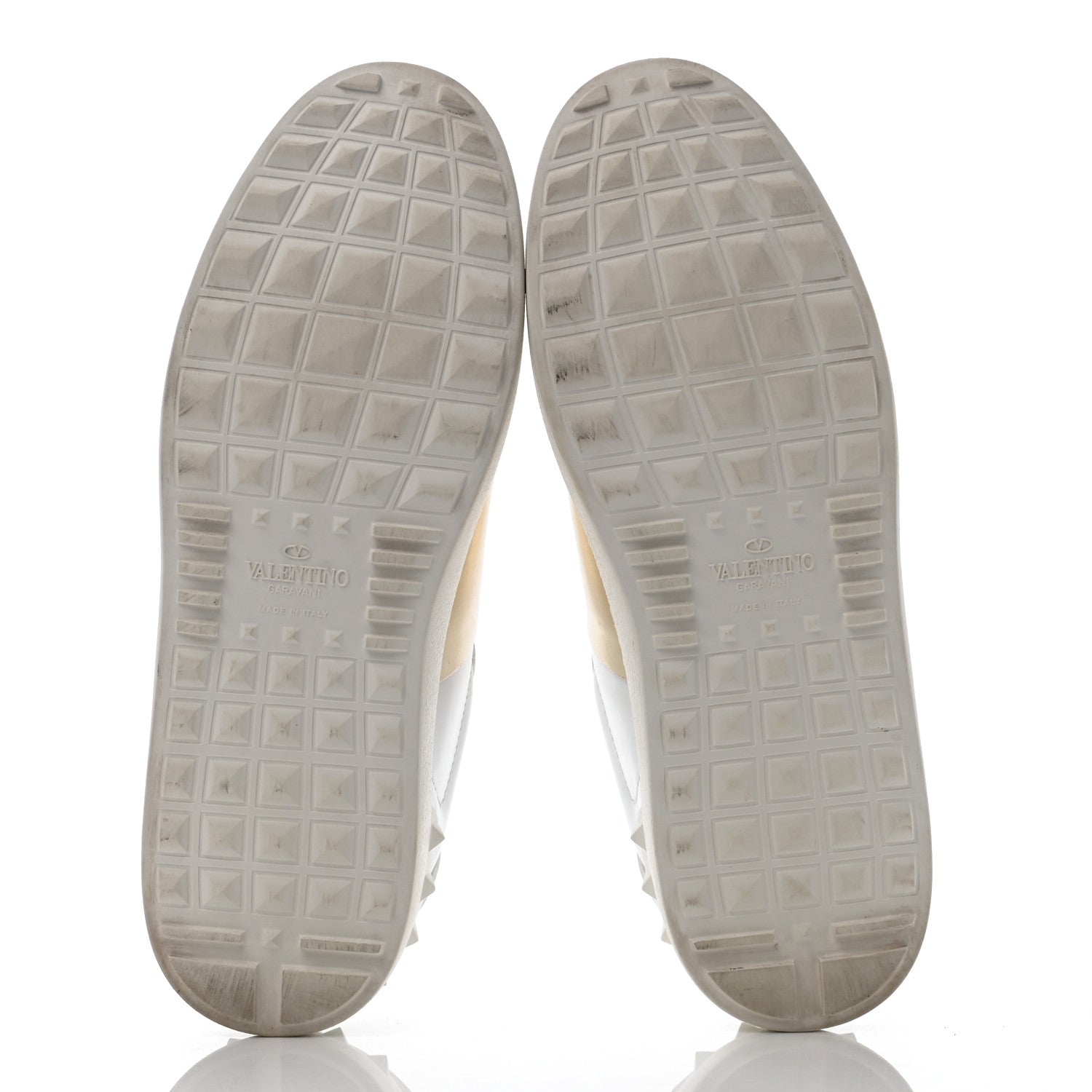 Valentino Garavani Calfskin Rockstud Open Sneakers 39.5 White Pewter 5 of 9