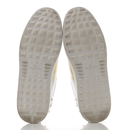 Valentino Garavani Calfskin Rockstud Open Sneakers 39.5 White Pewter 5 of 9