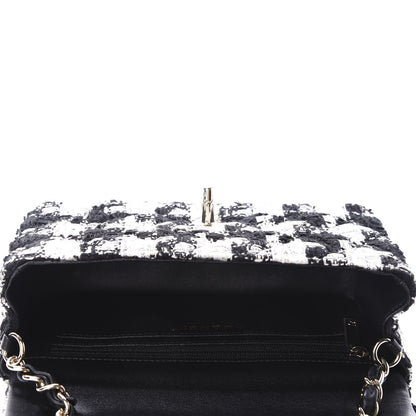 Chanel Tweed Quilted Mini Rectangular Flap Black Ecru White 5 of 11
