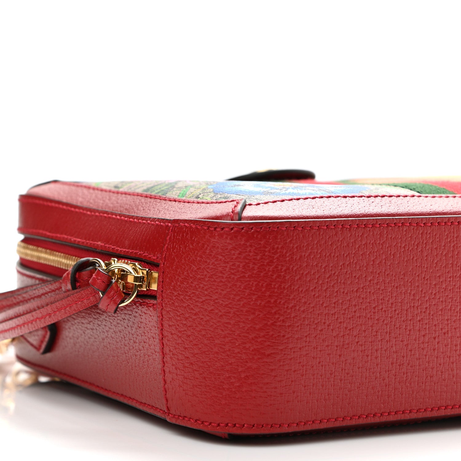 Gucci GG Supreme Monogram Flora Web Small Ophidia Top Handle Shoulder Bag Hibiscus Red 10 of 12