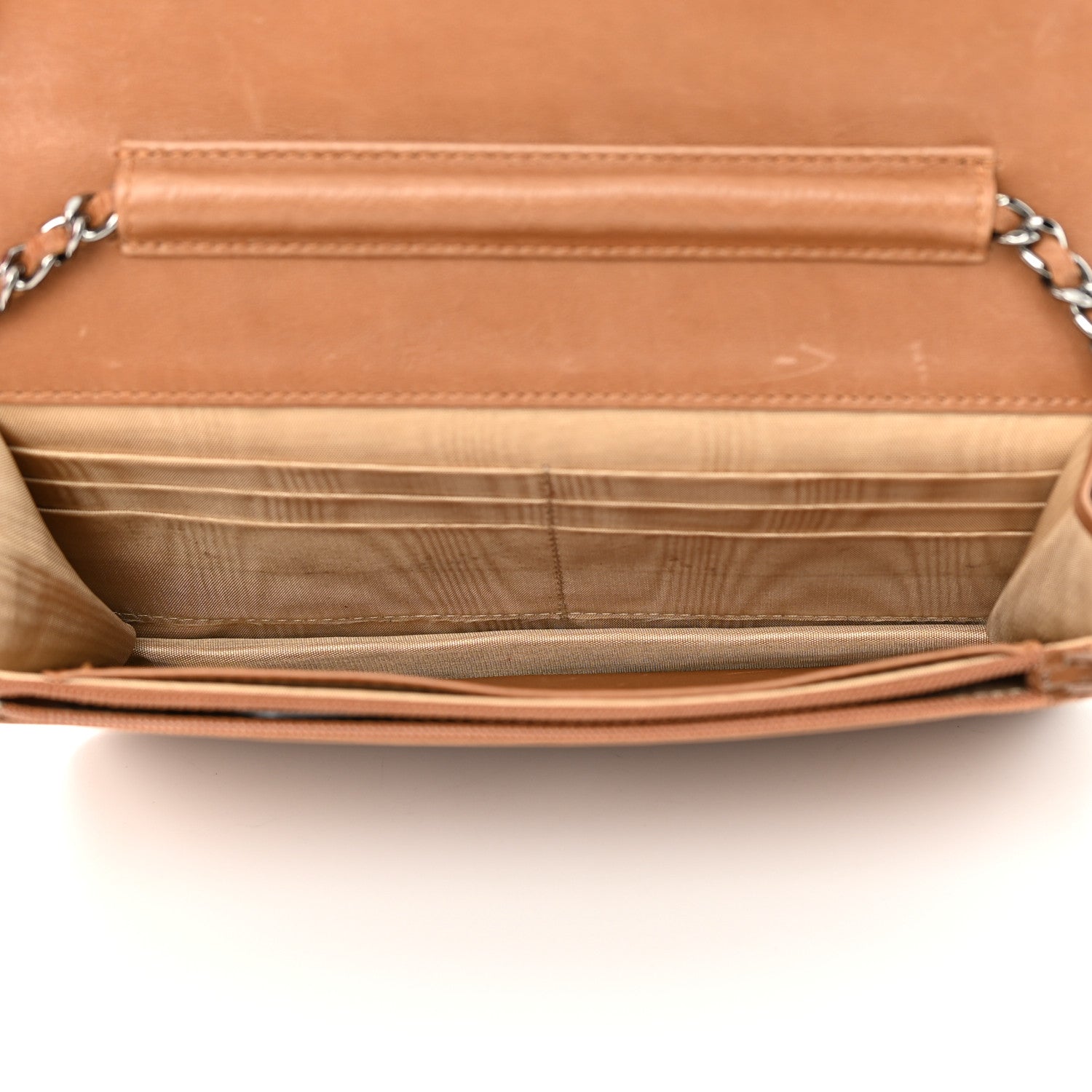 Chanel Lambskin Timeless CC Wallet On Chain WOC Light Brown 5 of 17