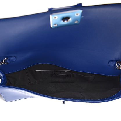 Chanel Patent Calfskin Quilted Plexiglass Boy Clutch With Removable Chain Blue 5 of 14
