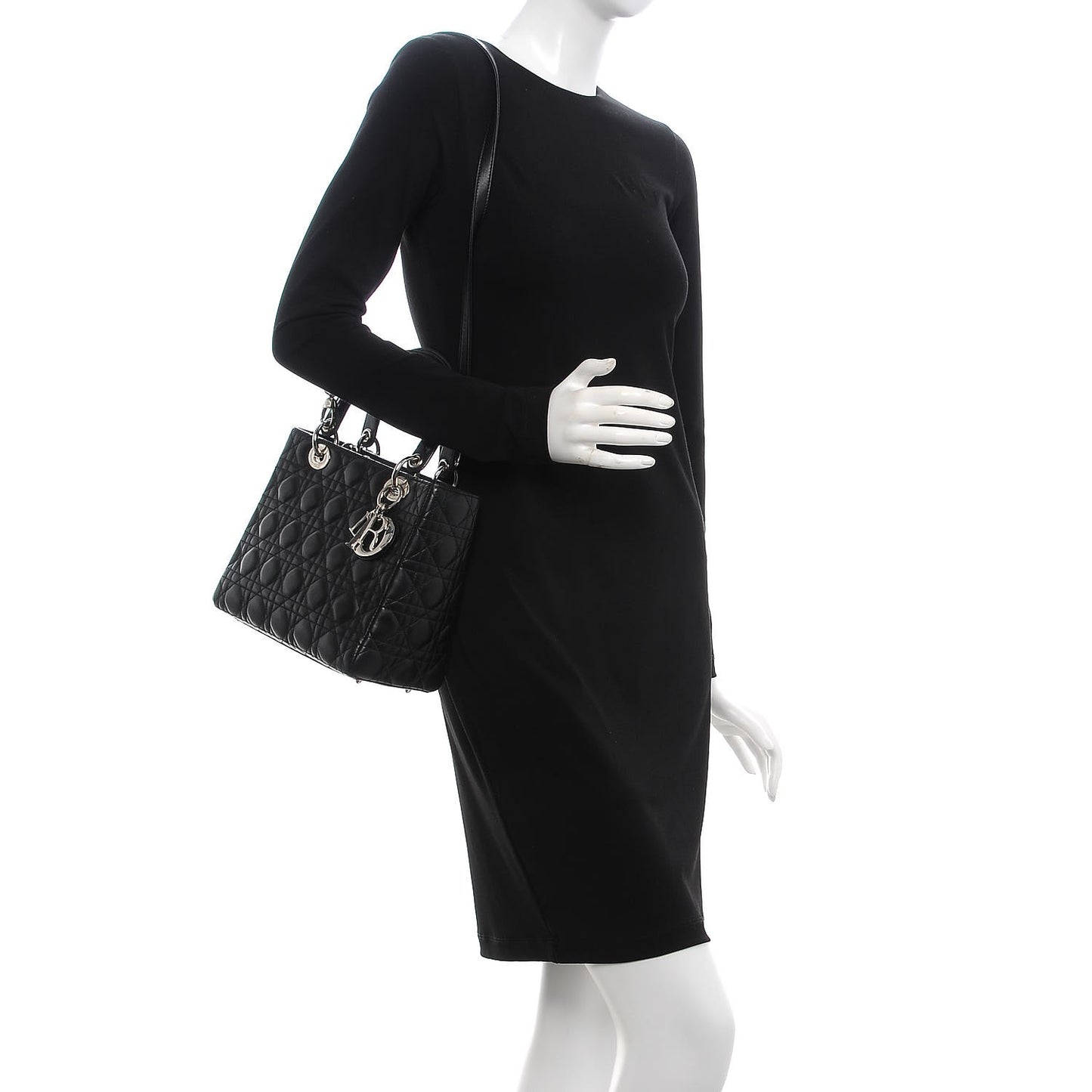 Lambskin Cannage Medium Lady Dior Black