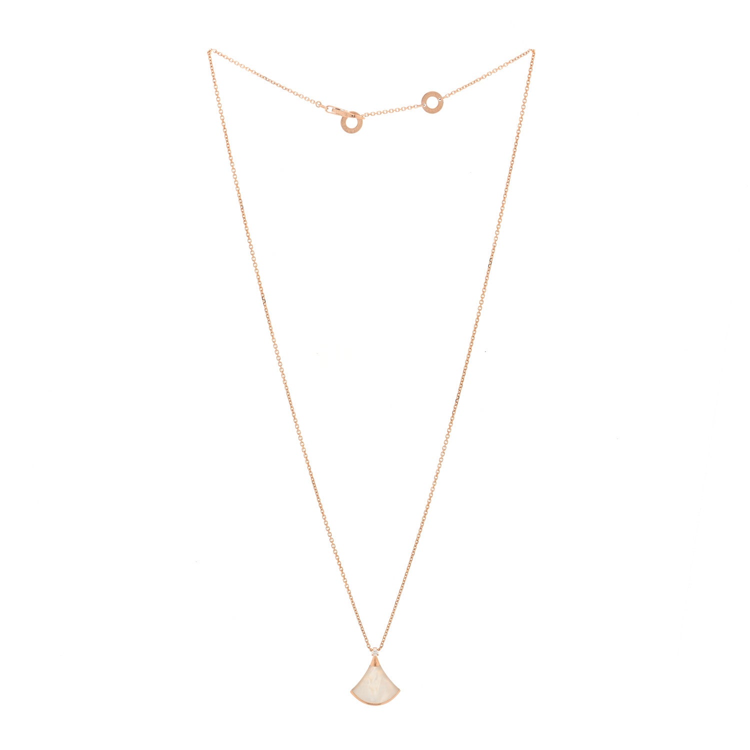 Bulgari 18K Rose Gold Diamond Mother of Pearl Small Divas' Dream Pendant Necklace 3 of 5