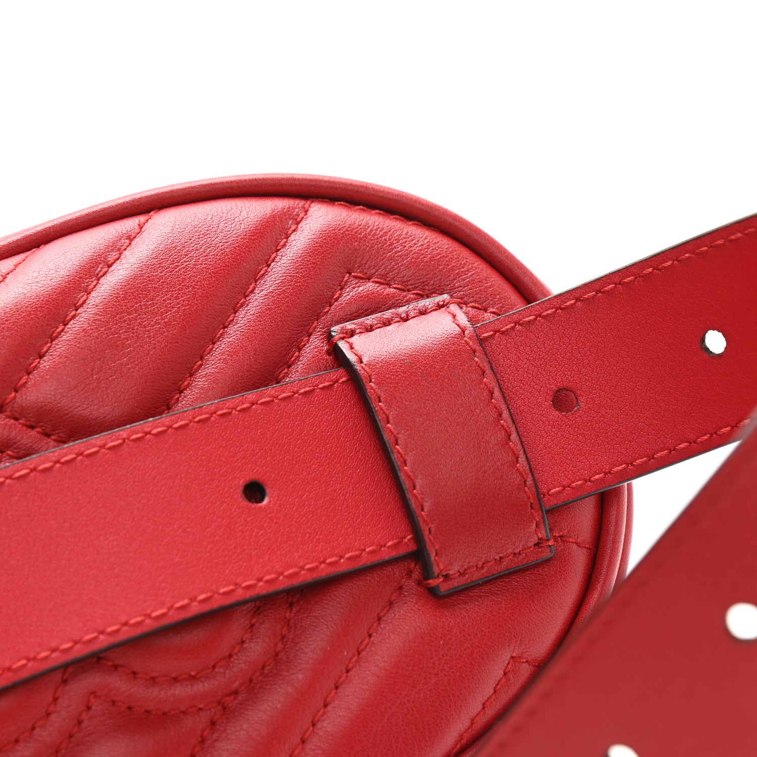 Gucci Calfskin Matelasse GG Marmont Belt Bag 85 34 Hibiscus Red 11 of 11