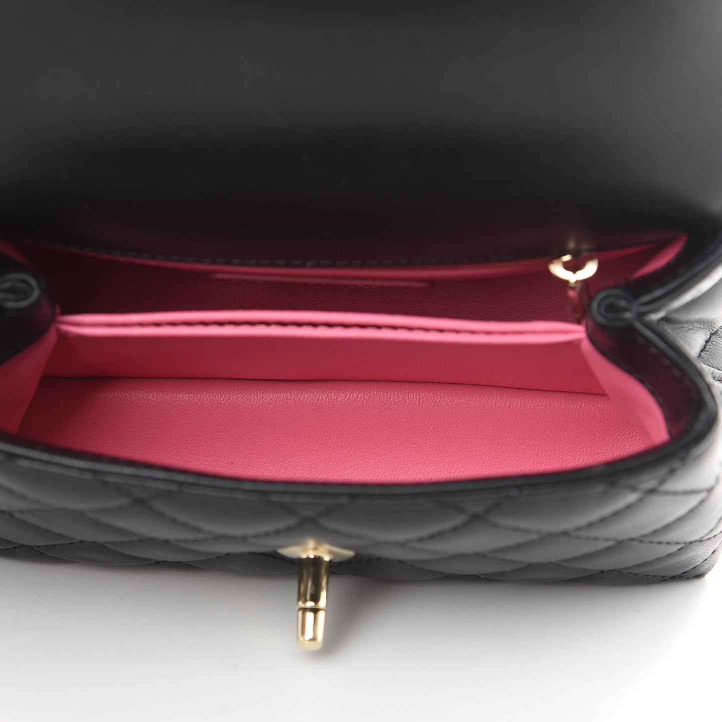 Goatskin Quilted Rainbow Extra Mini Coco Handle Flap Black