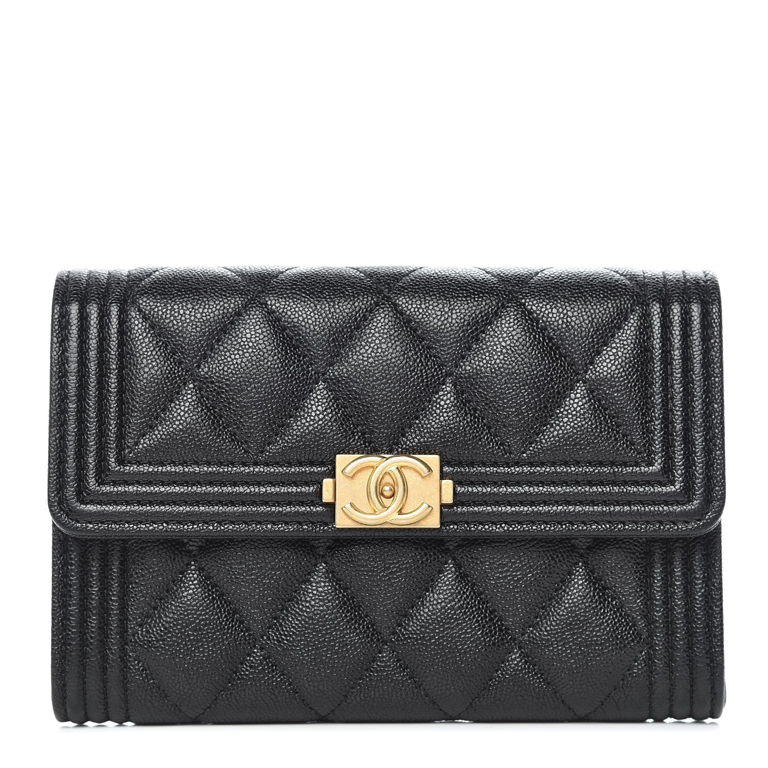 Chanel Caviar Quilted Medium Boy Flap Wallet Black 1 of 9