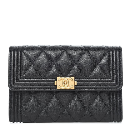 Chanel Caviar Quilted Medium Boy Flap Wallet Black 1 of 9