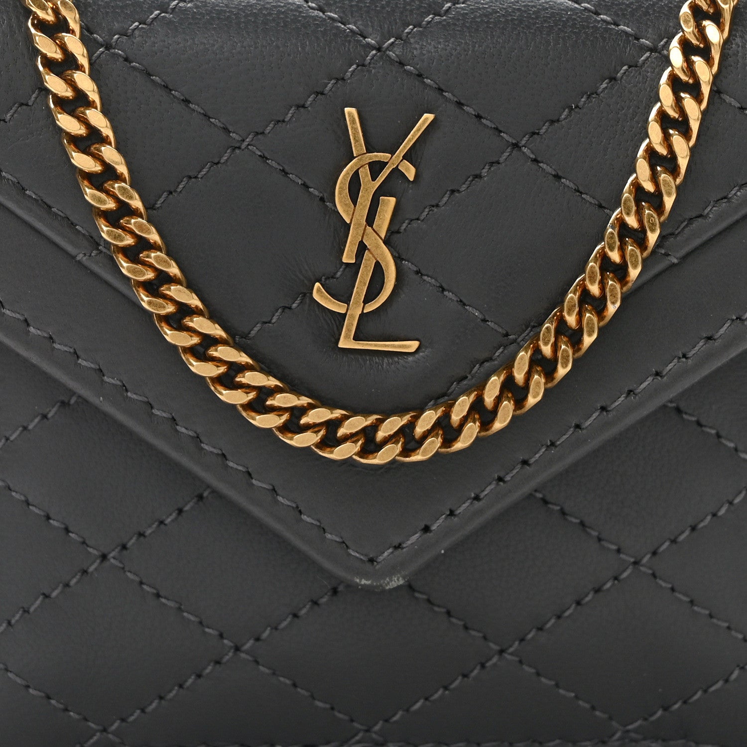 Saint Laurent Lambskin Quilted Monogram Micro Gaby Crossbody Bag Storm 7 of 10