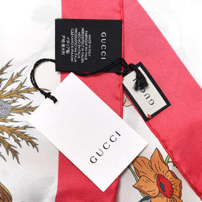 Gucci Silk Flora Gothic Square Scarf Ivory Red 5 of 5