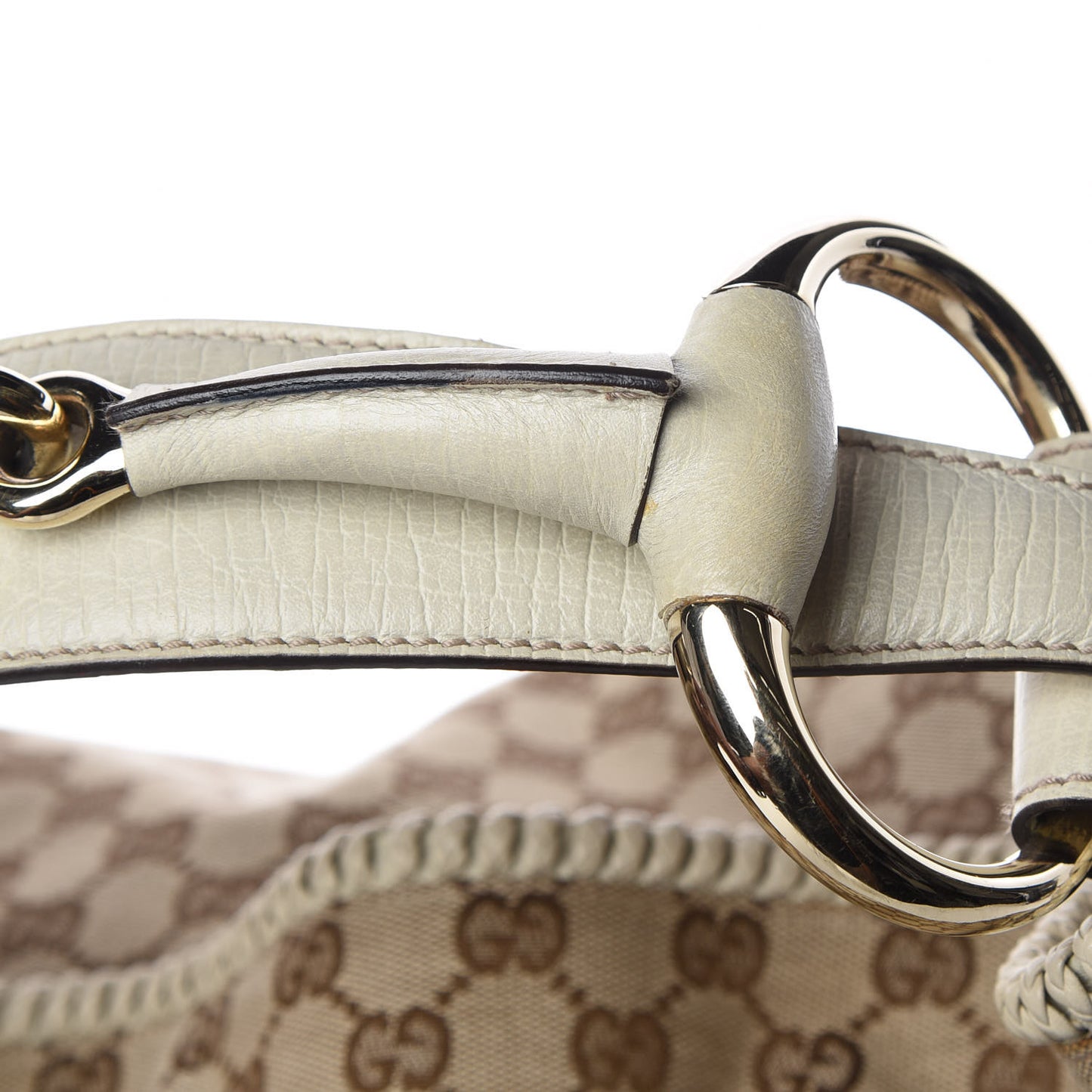 Monogram Large Horsebit Chain Hobo Off White