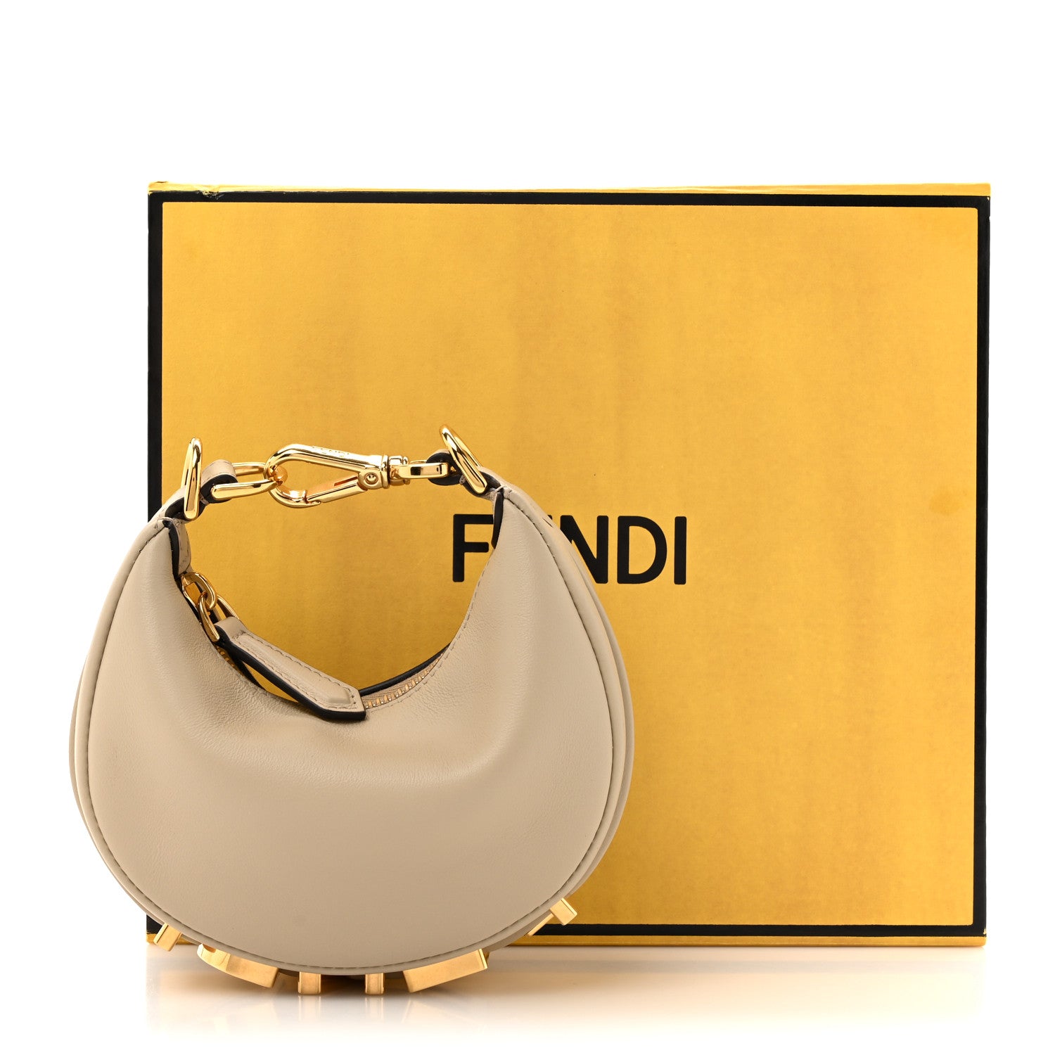 Fendi Vitello Grace Matte Nano Fendigraphy Hobo Charm Nuvola