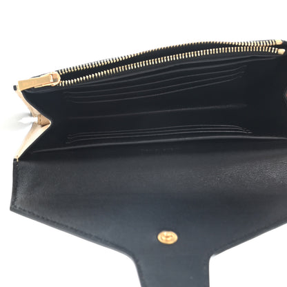 Celine Calfskin Lizard Diamond Compact Multifunction Wallet Beige Black 5 of 14