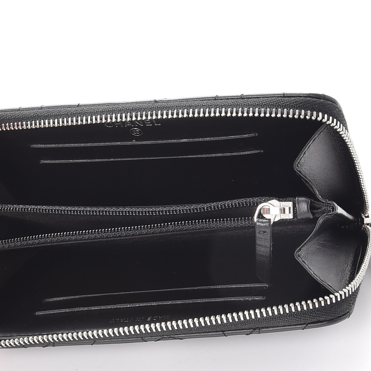 Chanel Lambskin Camellia Studded Zip Around Wallet Black 5 of 8