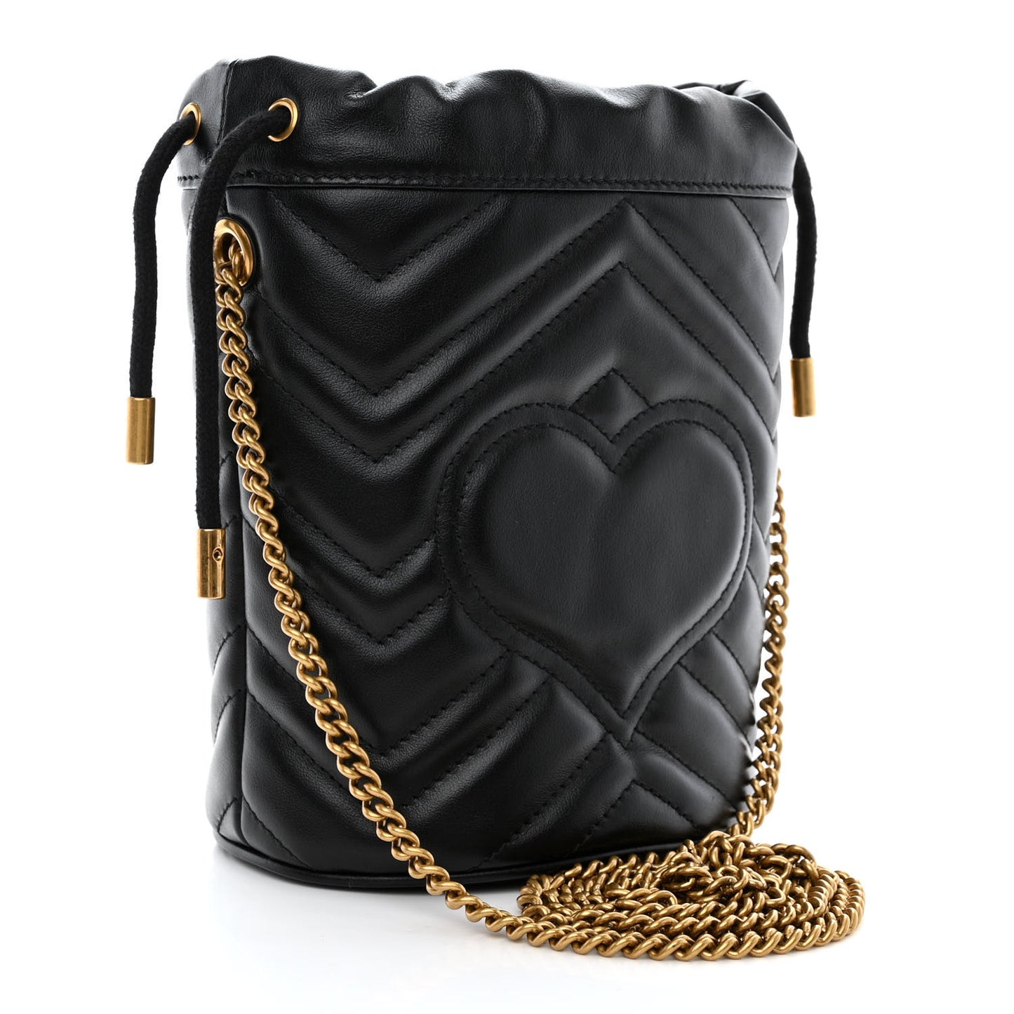 Calfskin Matelasse Mini GG Marmont 2.0 Bucket Bag Black