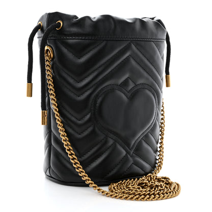 Gucci Calfskin Matelasse Mini GG Marmont 2.0 Bucket Bag Black 3 of 10