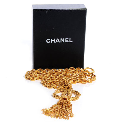 Chanel Textured Etruscan CC Tassel Necklace Gold 6 of 6