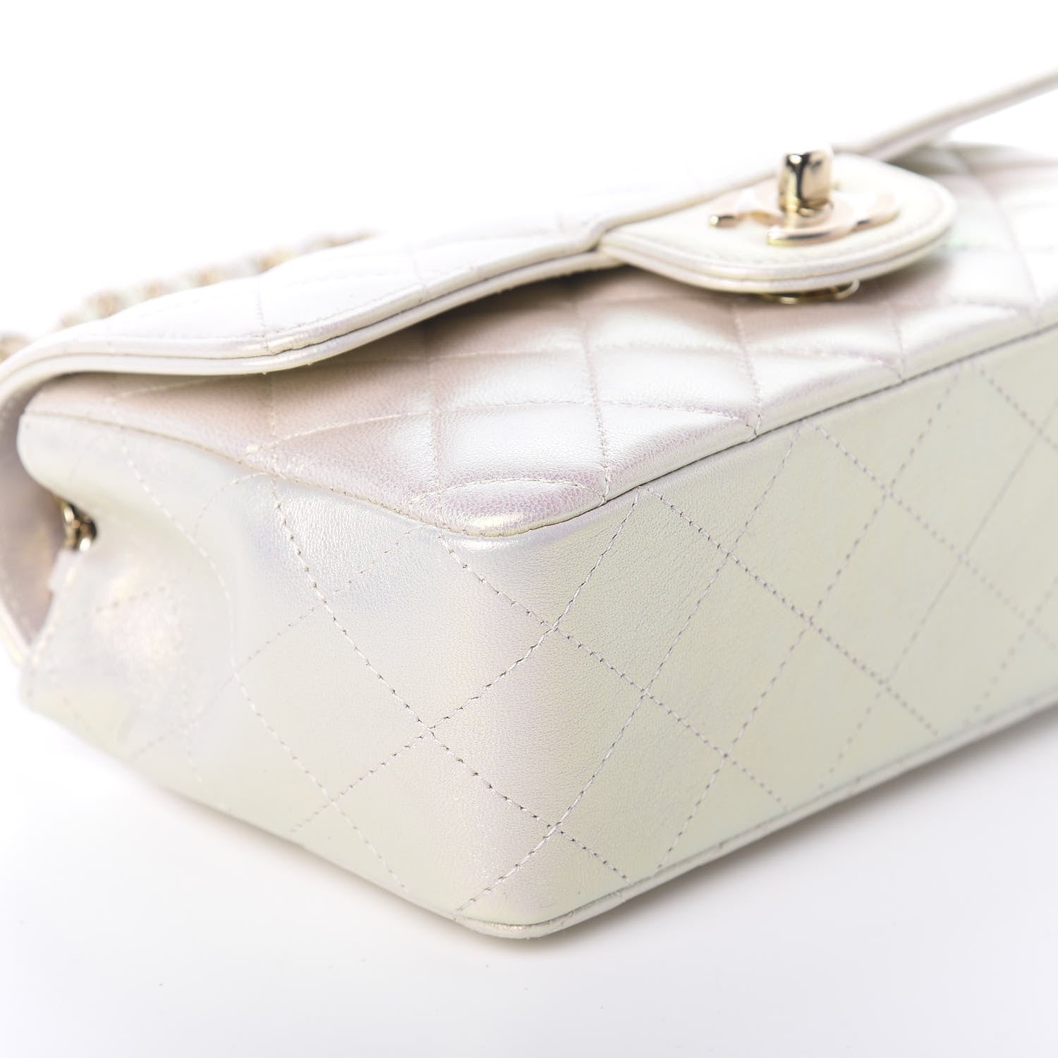 Chanel Iridescent Lambskin Quilted Mini Rectangular Flap Ivory 8 of 9