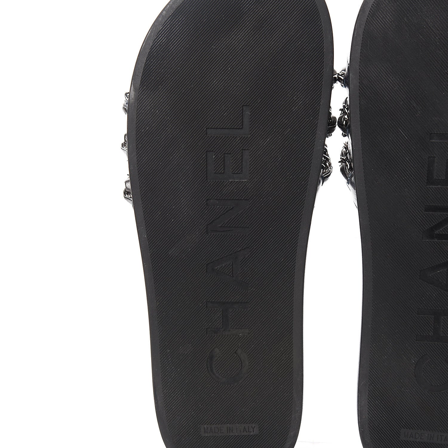 Chanel Lambskin Chain Slides Sandals Flats 39 Silver 7 of 9