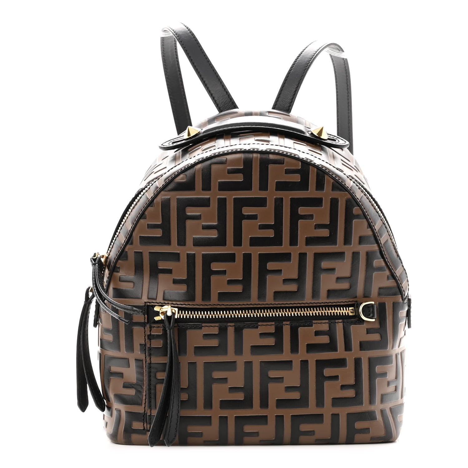 Fendi Vitello Bi-Color FF 1974 Embossed Mini Backpack Maya Black 1 of 9