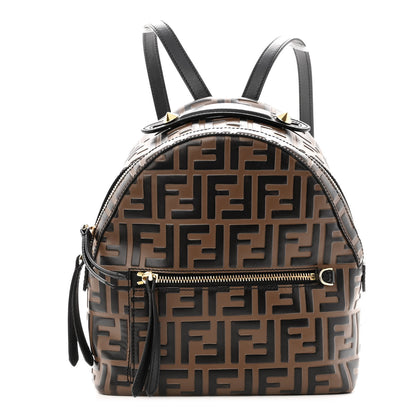 Fendi Vitello Bi-Color FF 1974 Embossed Mini Backpack Maya Black 1 of 9