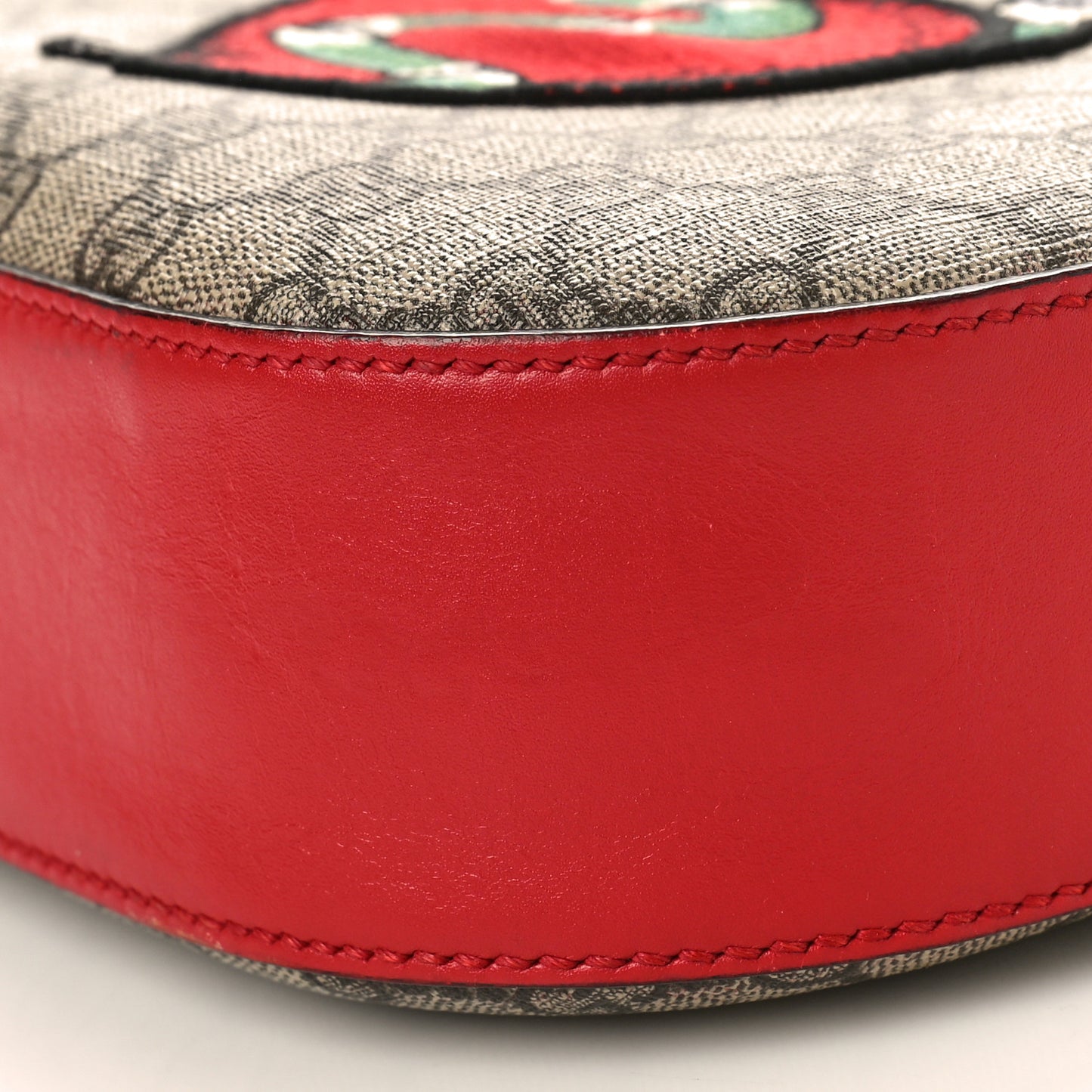 GG Supreme Monogram Kingsnake Heart Embroidered Mini Chain Shoulder Bag Beige Hibiscus Red