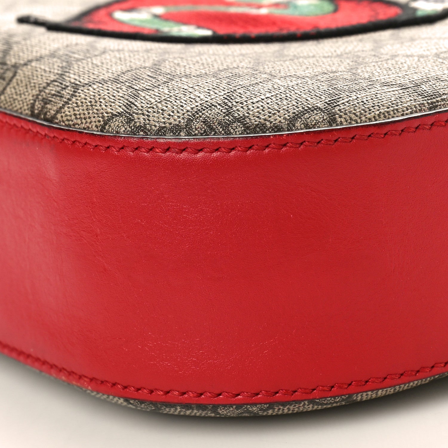 Gucci GG Supreme Monogram Kingsnake Heart Embroidered Mini Chain Shoulder Bag Beige Hibiscus Red 10 of 12